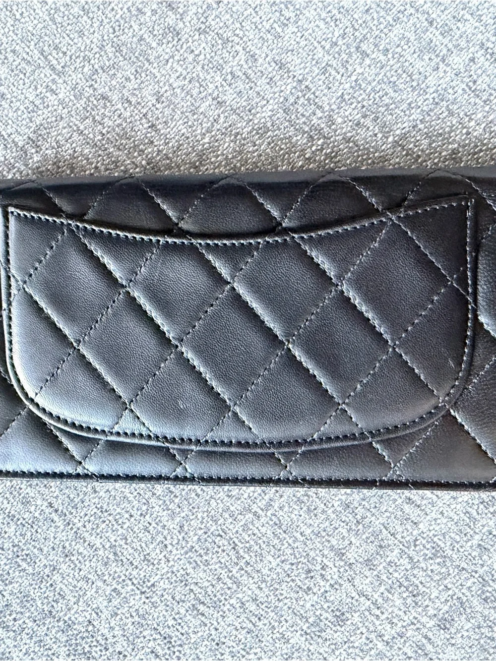 CHANEL Black Quilted Lambskin Long Wallet with Silver CC Logo